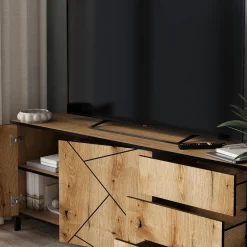 Lowboard Hatto Eiche 150 x 60 cm mit Türen und Schubladen Vicco