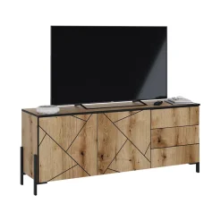 Lowboard Hatto Eiche 150 x 60 cm mit Türen und Schubladen Vicco