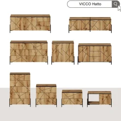 Lowboard Hatto Eiche 150 x 60 cm mit Türen und Schubladen Vicco