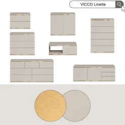 Lowboard Linette Cashmere 135 x 70 cm mit 2 Türen und 3 Schubladen Vicco