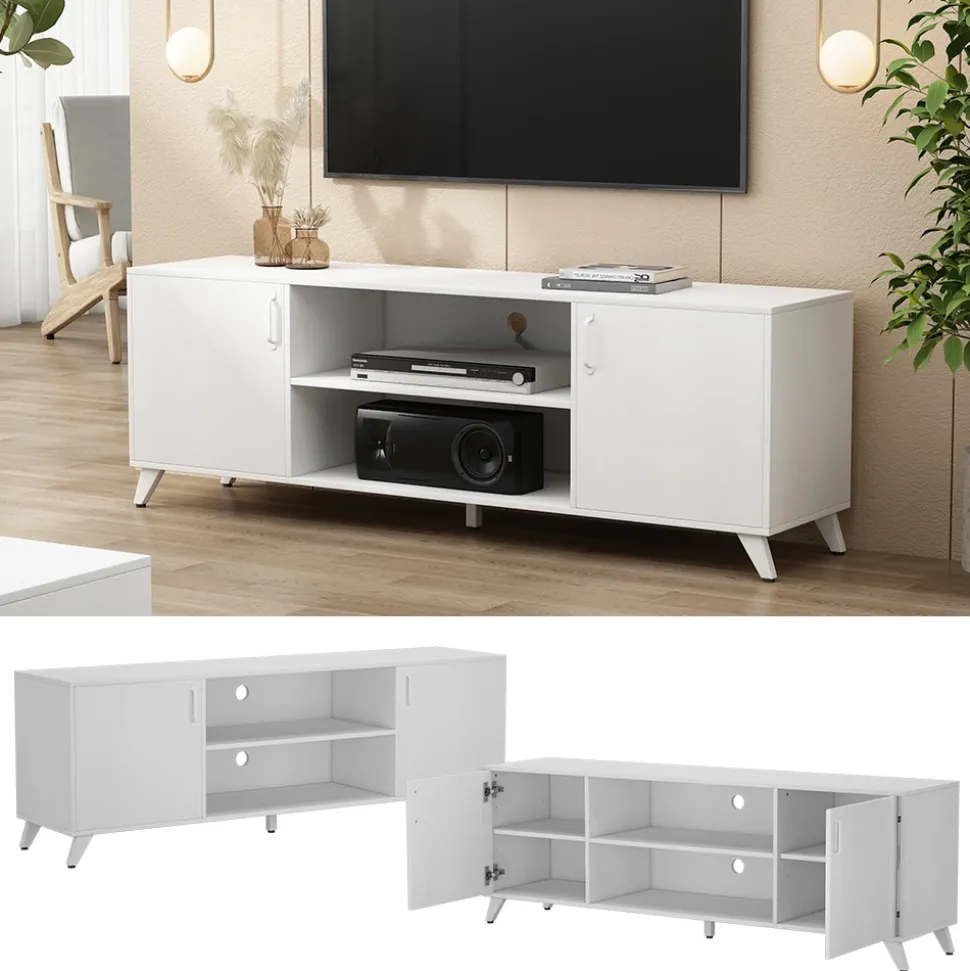 Lowboard Maceio Weiß 160 x 54.5 cm mit 2 Türen Vicco