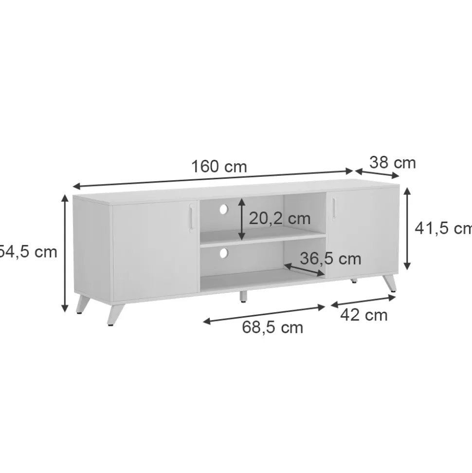 Lowboard Maceio Weiß 160 x 54.5 cm mit 2 Türen Vicco
