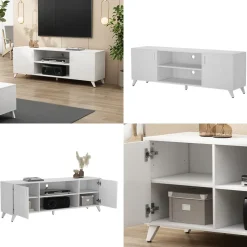 Lowboard Maceio Weiß 160 x 54.5 cm mit 2 Türen Vicco