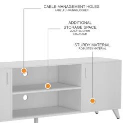 Lowboard Maceio Weiß 160 x 54.5 cm mit 2 Türen Vicco