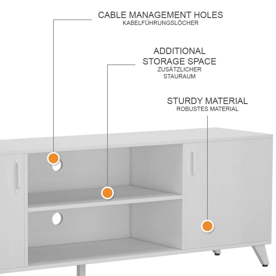 Lowboard Maceio Weiß 160 x 54.5 cm mit 2 Türen Vicco