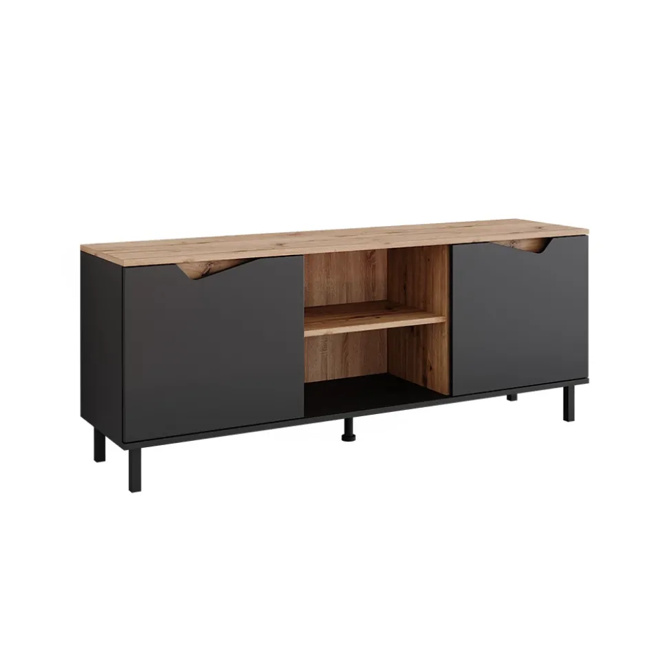 Lowboard Marelle Anthrazit/Artisan 150 x 60 cm mit 2 Türen Vicco