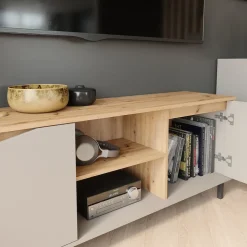 Lowboard Marelle Greige/Artisan 150 x 60 cm mit 2 Türen Vicco