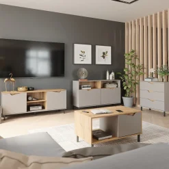 Lowboard Marelle Greige/Artisan 150 x 60 cm mit 2 Türen Vicco