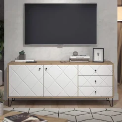 Lowboard Nizza Artisan-Eiche 150.2 x 60.2 cm mit 3 Schubladen & 2 Türen Vicco