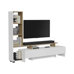 Lowboard Tavora Weiß/Eiche 168.2 x 120 cm mit 2 Schubladen Vicco