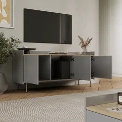 Lowboard Velina Grau 140 x 63 cm mit 3 Türen Vicco