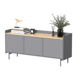 Lowboard Velina Grau 140 x 63 cm mit 3 Türen Vicco