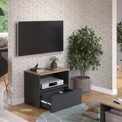 Lowboard Wido Anthrazit/Sonoma 60 x 50 cm mit Schublade Vicco