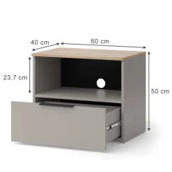 Lowboard Wido Greige 60 x 50 cm mit Schublade Vicco