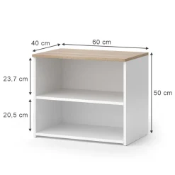 Lowboard Wido Weiß/Sonoma 60 x 50 cm mit 2 Fächern Vicco