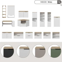 Lowboard Wido Weiß/Sonoma 68 x 50 cm Vicco
