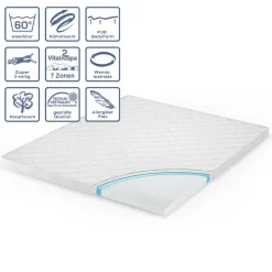 Matratzenschoner Weiß 160 x 200 cm Waschbar, Atmungsaktiv Vitalispa