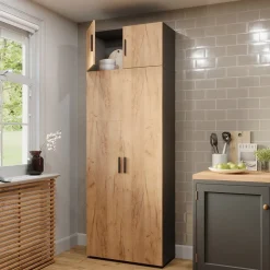 Mehrzweckschrank Frank Anthrazit/Goldkraft Eiche 80 x 223.8 cm mit Schrankaufsatz Vicco