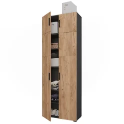 Mehrzweckschrank Frank Anthrazit/Goldkraft Eiche 80 x 223.8 cm mit Schrankaufsatz Vicco