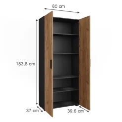 Mehrzweckschrank Frank Anthrazit/Goldkraft Eiche 80 x 183.8 cm Vicco