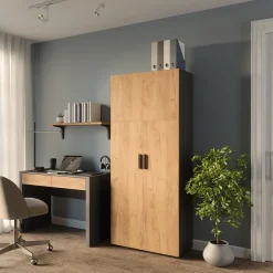 Mehrzweckschrank Frank Anthrazit/Goldkraft Eiche 80 x 183.8 cm Vicco