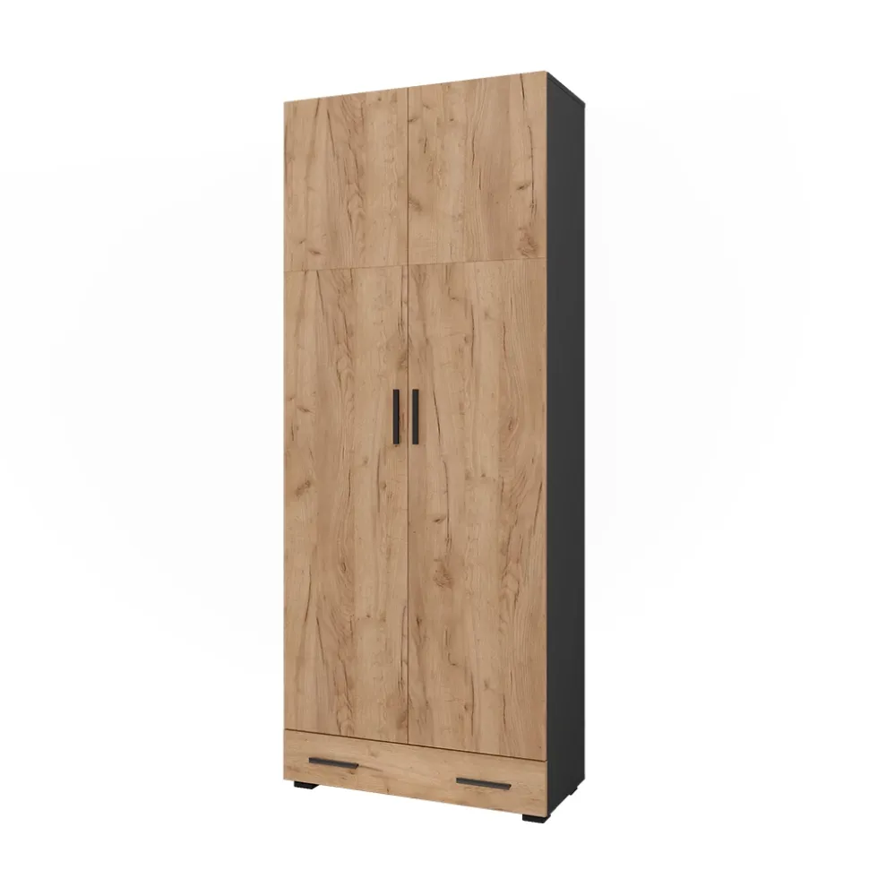 Mehrzweckschrank Frank Anthrazit/Goldkraft Eiche 80 x 201.2 cm mit Schubladenmodul Vicco