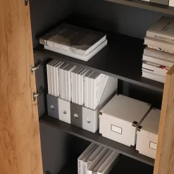 Mehrzweckschrank Frank Anthrazit/Goldkraft Eiche 80 x 201.2 cm mit Schubladenmodul Vicco