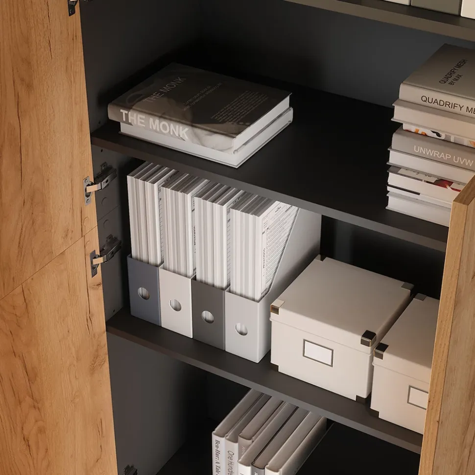 Mehrzweckschrank Frank Anthrazit/Goldkraft Eiche 80 x 201.2 cm mit Schubladenmodul Vicco