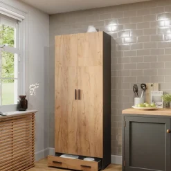 Mehrzweckschrank Frank Anthrazit/Goldkraft Eiche 80 x 201.2 cm mit Schubladenmodul Vicco