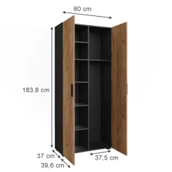 Mehrzweckschrank Ingo Anthrazit/Goldkraft Eiche 80 x 183.8 cm Vicco