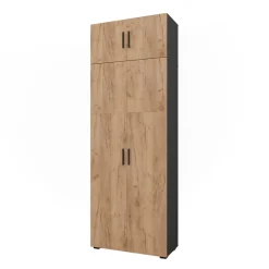 Mehrzweckschrank Ingo Anthrazit/Goldkraft Eiche 80 x 223.8 cm mit Schrankaufsatz Vicco