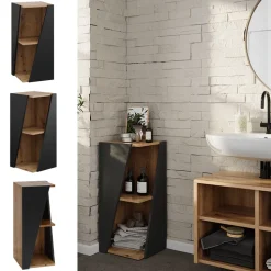 Midischrank Benno Anthrazit 31.6 x 70.5 cm mit offenen Ablagen Vicco