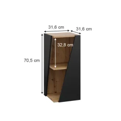 Midischrank Benno Anthrazit 31.6 x 70.5 cm mit offenen Ablagen Vicco
