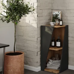 Midischrank Benno Anthrazit 31.6 x 70.5 cm mit offenen Ablagen Vicco