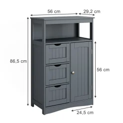 Midischrank Bianco Grau 56 x 86.5 cm Vicco