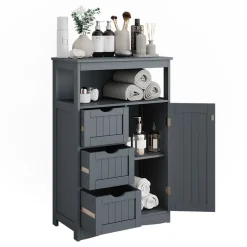 Midischrank Bianco Grau 56 x 86.5 cm Vicco