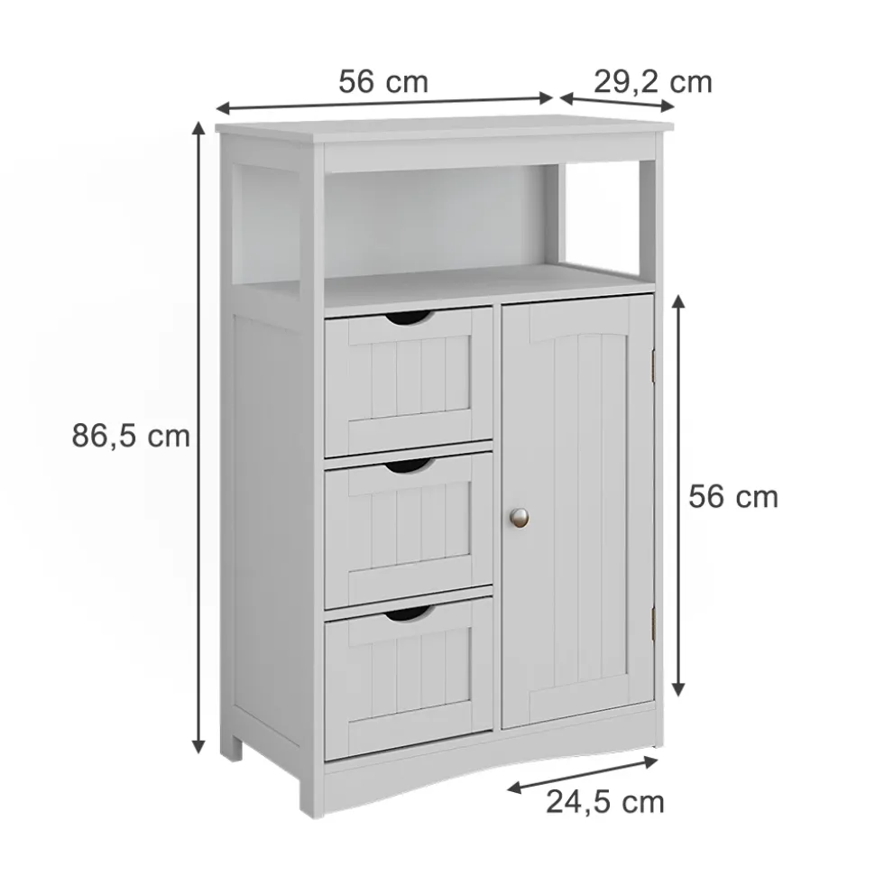 Midischrank Bianco Weiß 56 x 86.5 cm mit Schubladen Vicco