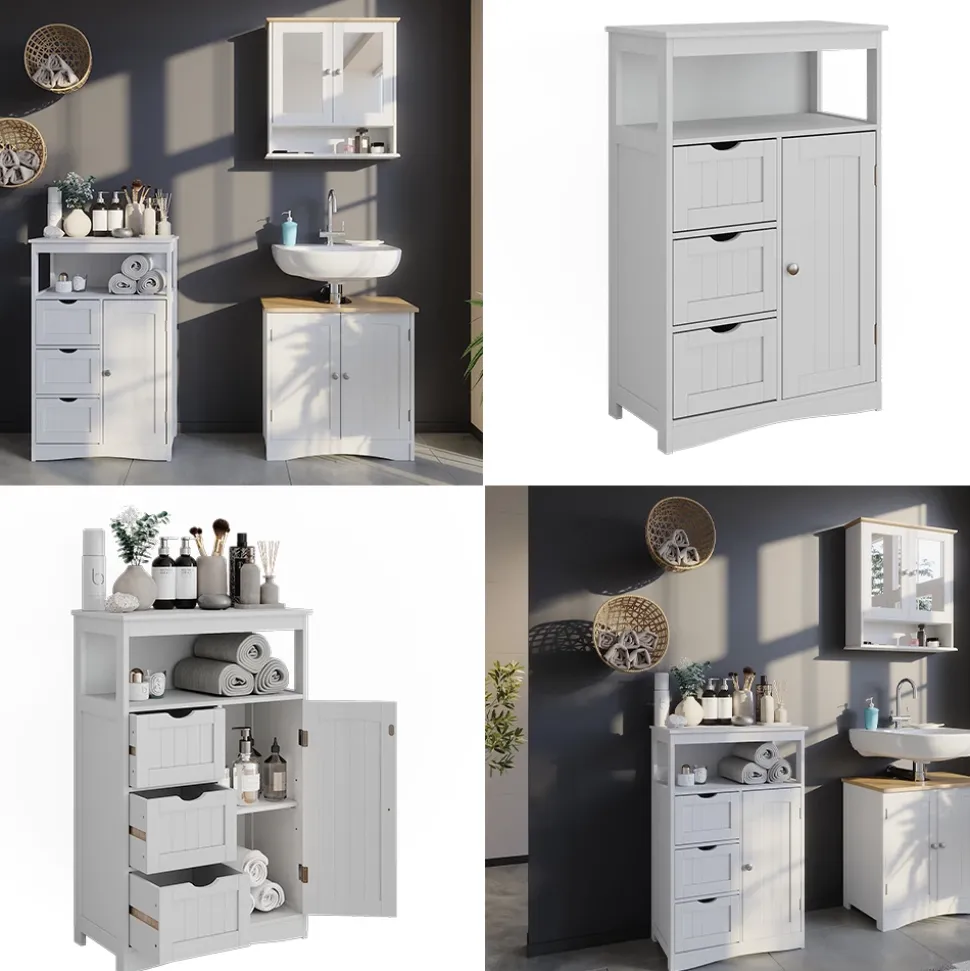 Midischrank Bianco Weiß 56 x 86.5 cm mit Schubladen Vicco