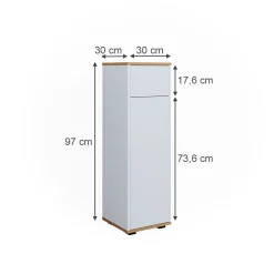 Midischrank Didi Weiß/Artisan 30 x 97 cm mit Schublade Vicco