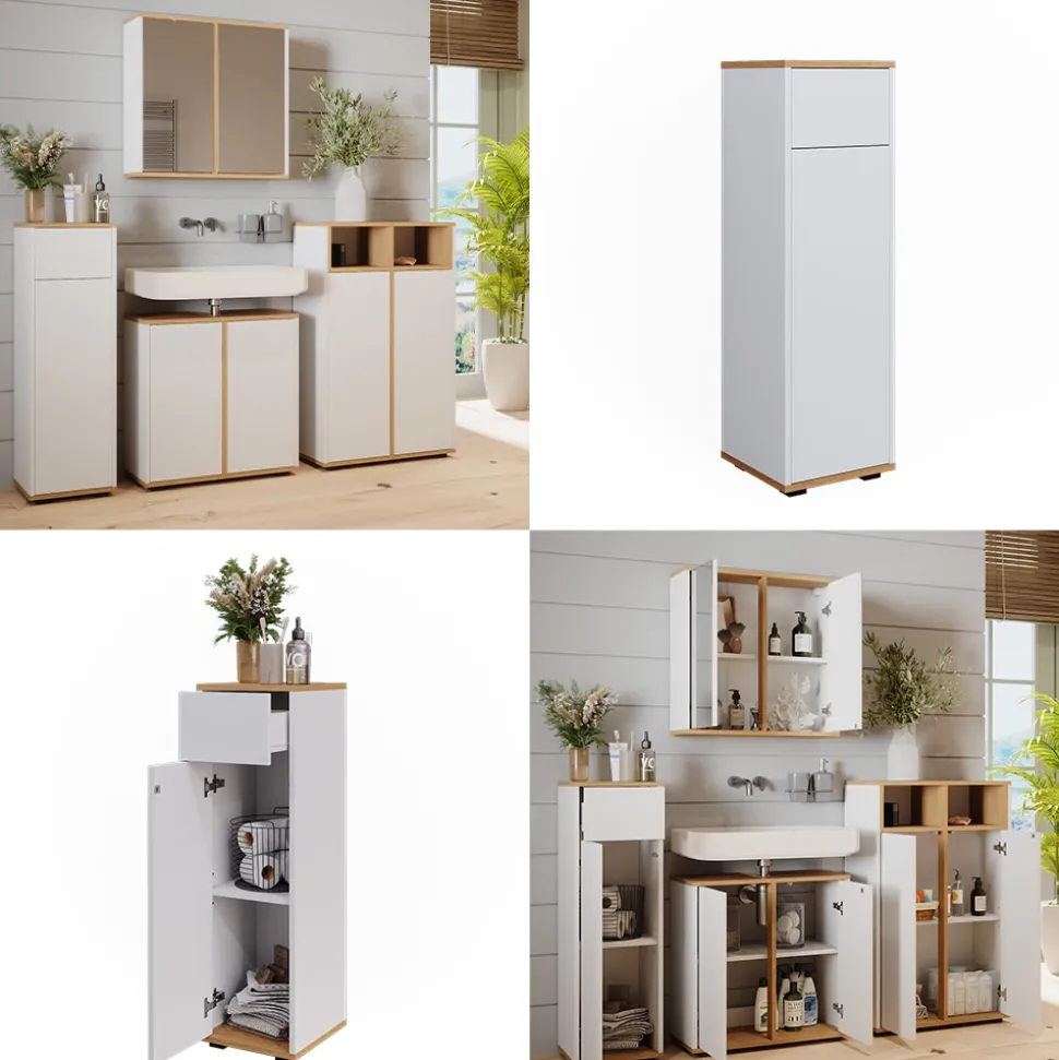 Midischrank Didi Weiß/Artisan 30 x 97 cm mit Schublade Vicco