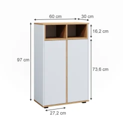 Midischrank Didi Weiß/Artisan 60 x 97 cm mit 2 Türen Vicco
