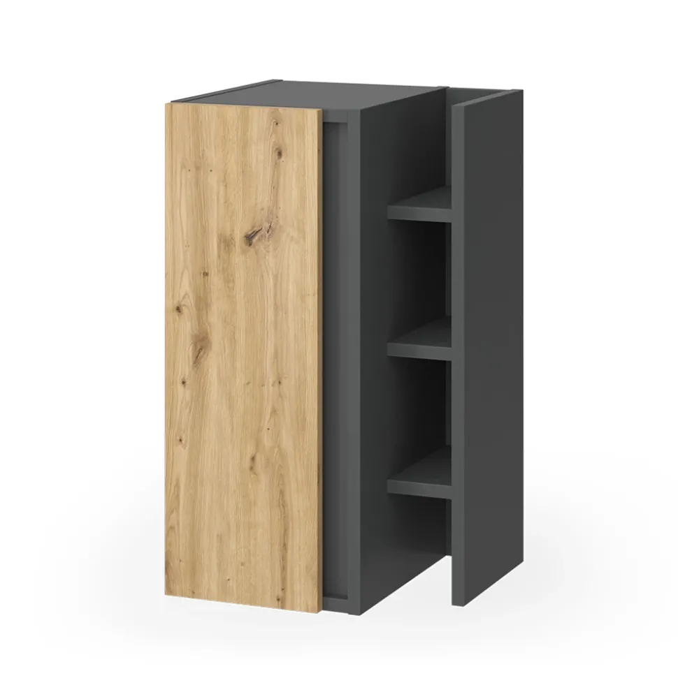 Midischrank Edelin Anthrazit/Artisan 35 x 60 cm mit 3 Ablagefächern Vicco