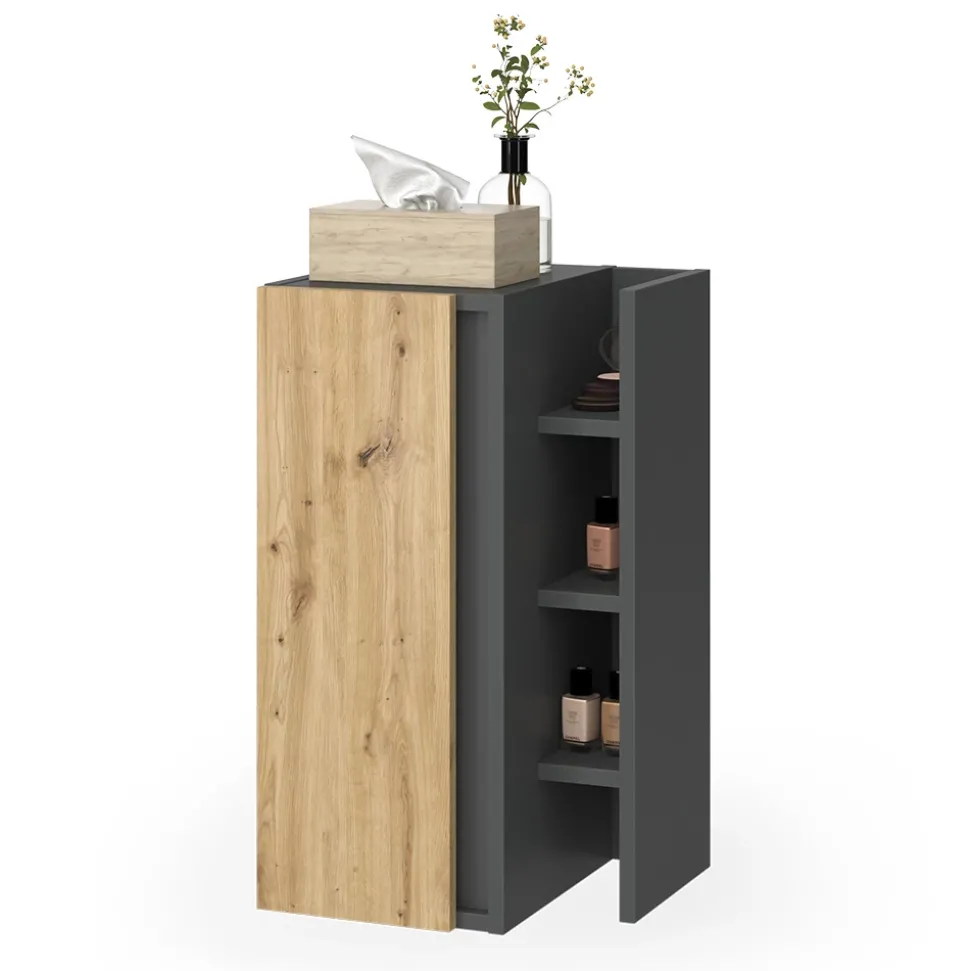 Midischrank Edelin Anthrazit/Artisan 35 x 60 cm mit 3 Ablagefächern Vicco