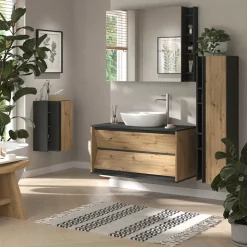 Midischrank Edelin Anthrazit/Artisan 35 x 60 cm mit 3 Ablagefächern Vicco