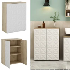 Midischrank Edge Weiß 60 x 79.5 cm mit 2 Türen und 3 Fächer Vicco