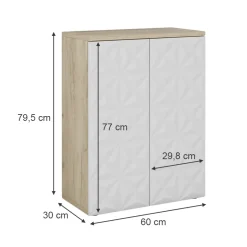 Midischrank Edge Weiß 60 x 79.5 cm mit 2 Türen und 3 Fächer Vicco