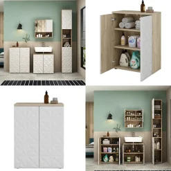 Midischrank Edge Weiß 60 x 79.5 cm mit 2 Türen und 3 Fächer Vicco