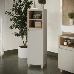 Midischrank Elnor Greige 30 x 105.2 cm mit ausklappbarem Wäschebehälter Vicco