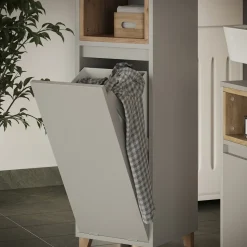 Midischrank Elnor Greige 30 x 105.2 cm mit ausklappbarem Wäschebehälter Vicco