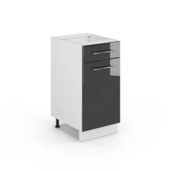 Midischrank Fame-Line Anthrazit Hochglanz 40 x 82 cm ohne Arbeitsplatte Vicco